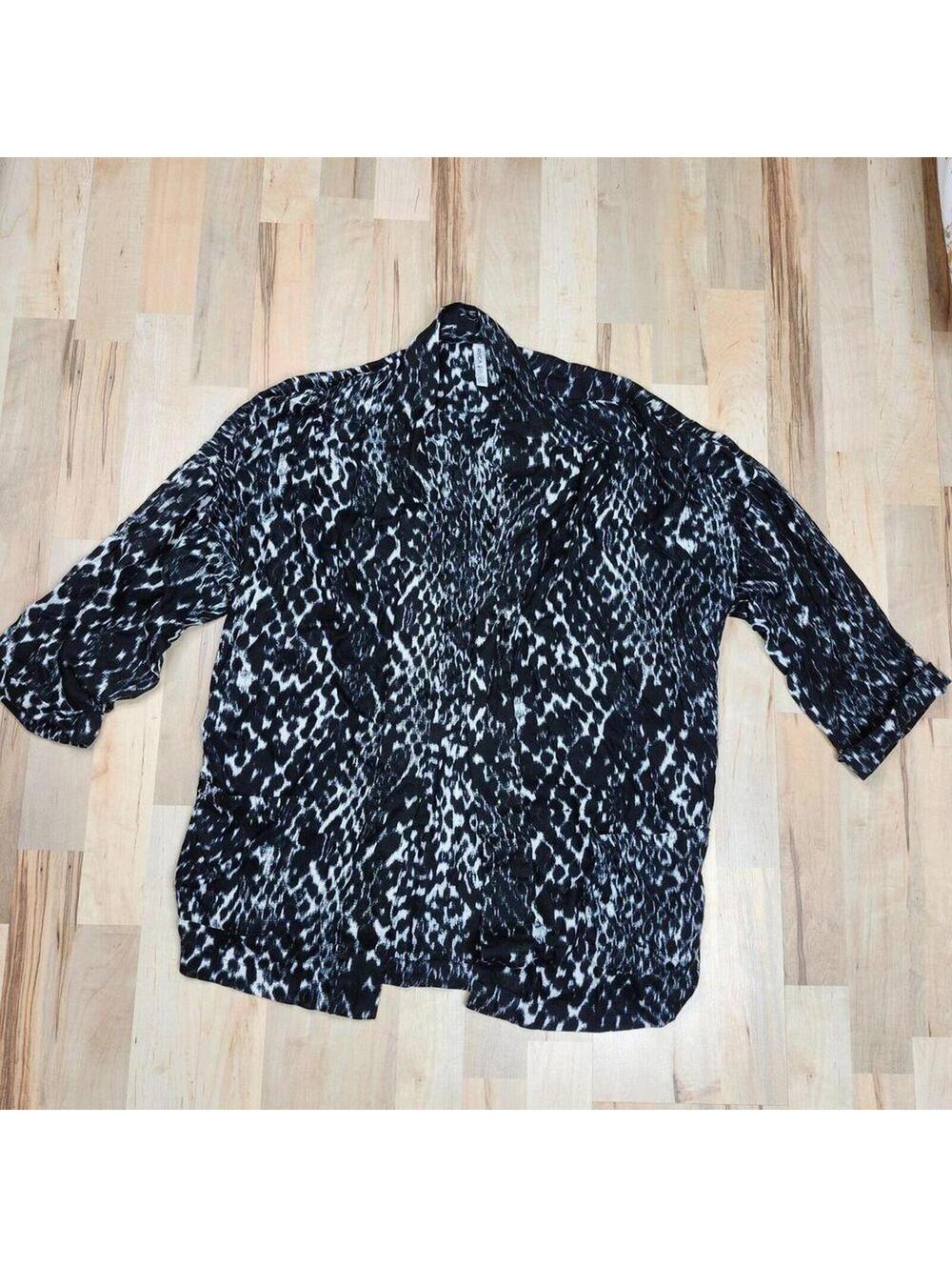RVCA Women's Open Front Black White Lightweight Cardigan Rayon Pockets Size M/L